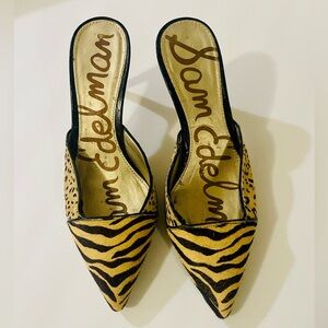 Sam Edelman Size 6 M Odelia Tigar Pointed Toe Slip-On Cow Hair Pumps